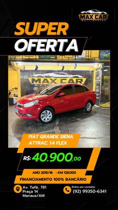 FIAT GRAND SIENA 1.4 MPI ATTRACTIVE 8V FLEX 4P MANUAL FIAT GRAND SIENA 1.4 MPI ATTRACTIVE 8V FLEX 4P MANUAL